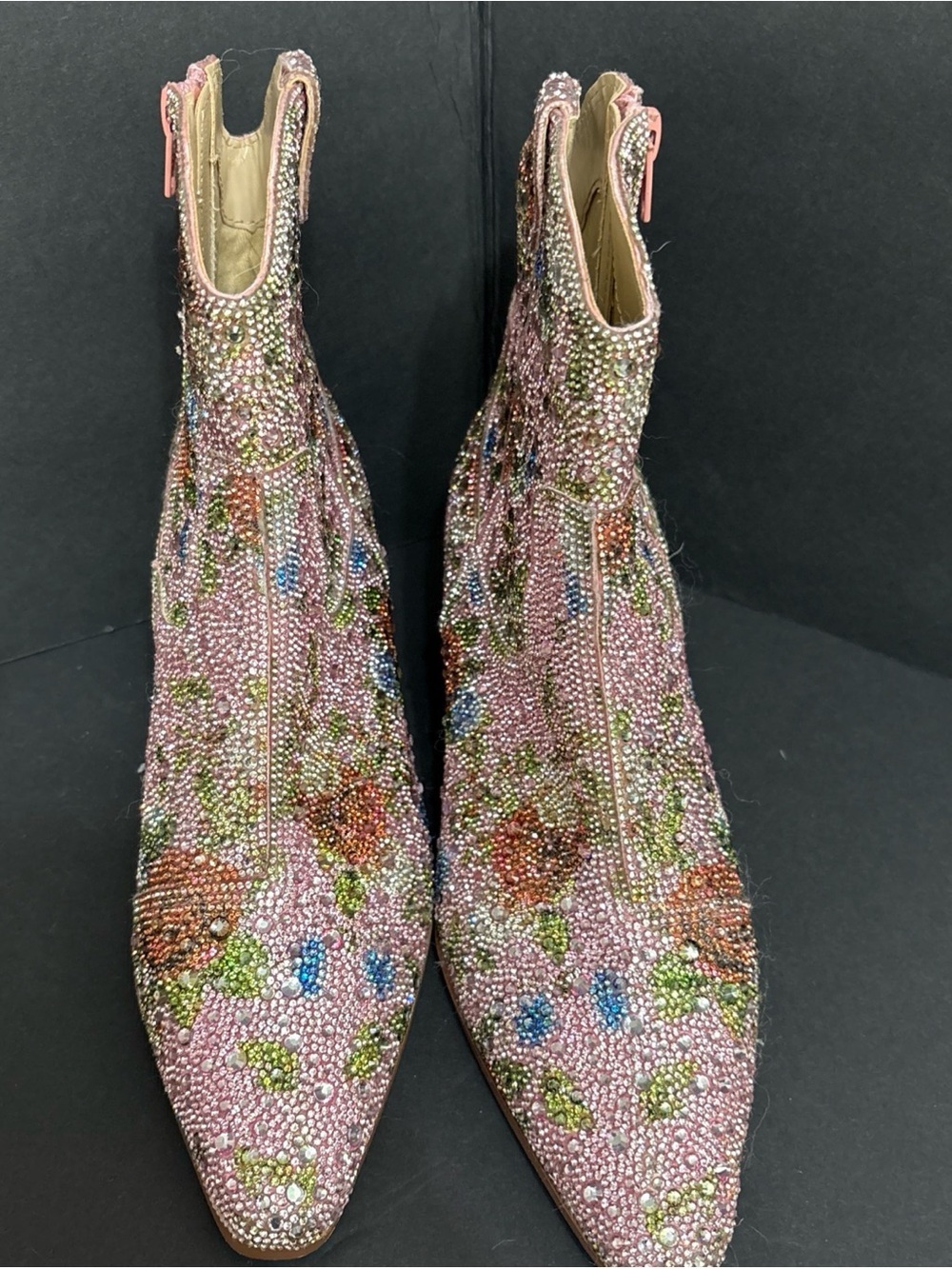 Betsey Johnson Cady Floral Rhinestone Ankle Boots Women Size 8 - Picture 2 of 7